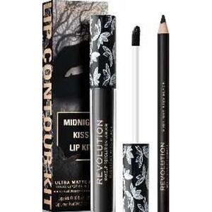 Makeup Revolution Midnight Kiss Lip Kit Ultra Matte Black Liquid Lipstick Liner